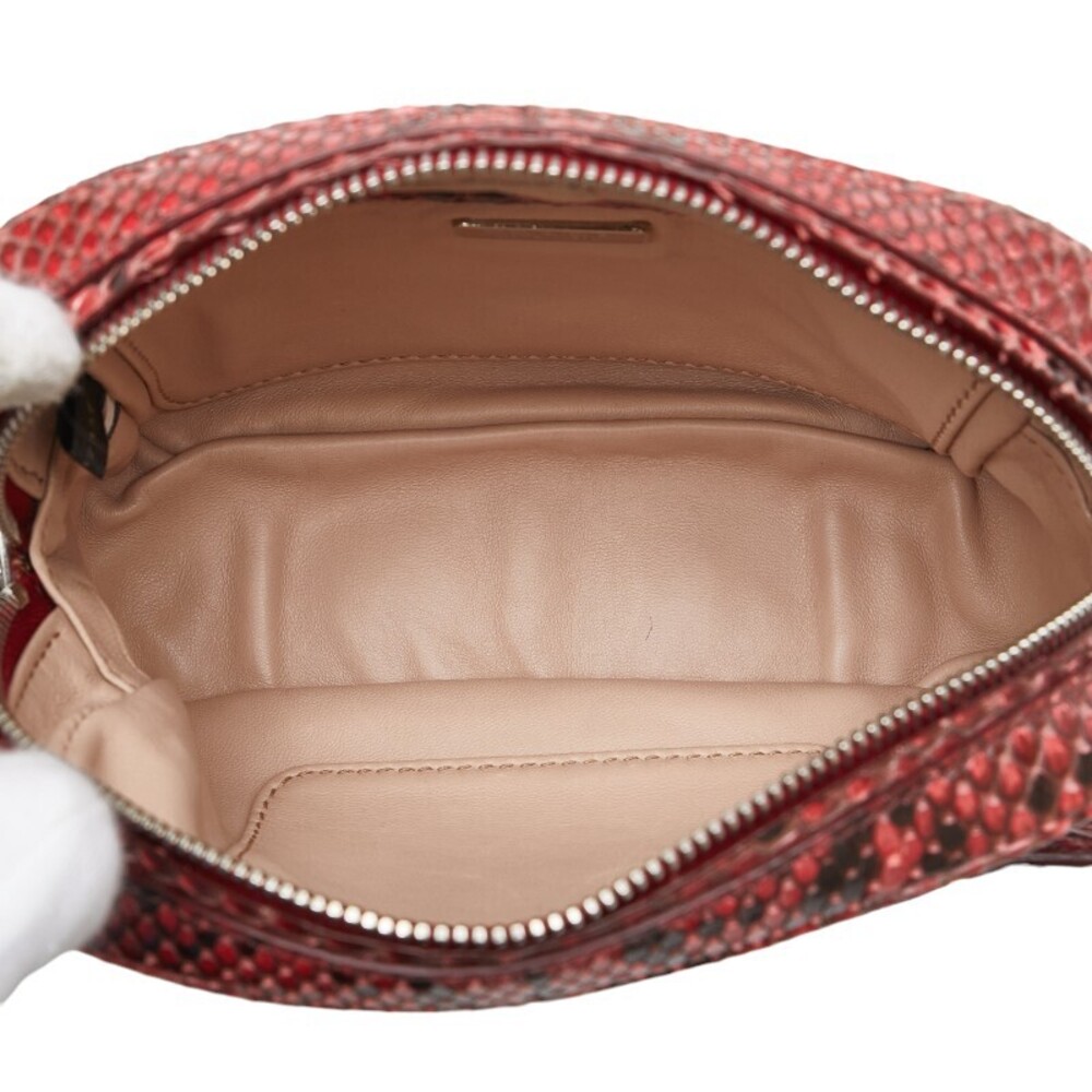 Prada Python Triangle Logo Plate Shoulder Bag Red… - image 8